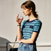 OLrain欧芮儿法式蓝色针织衫女春季2025年新款拼色条纹镂空套头衫 商品缩略图2