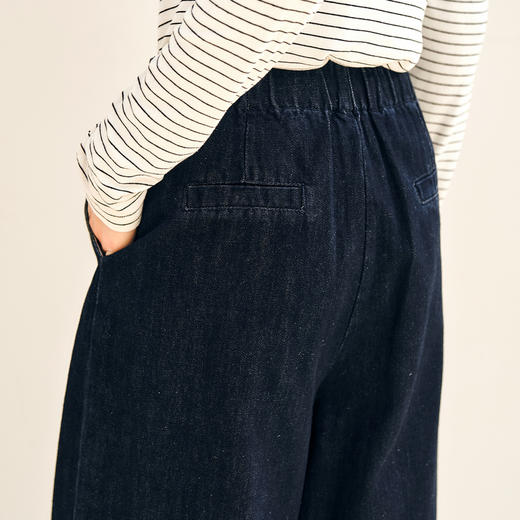 OLrain欧芮儿法式复古牛仔裤女冬季2024年新款时尚撞色翻边阔腿裤 商品图2