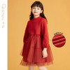 笛莎千与女童连衣裙2024冬季新款女童甜美半高领加绒连衣裙 商品缩略图0