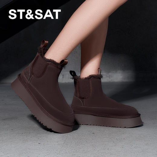 星期六休闲舒适弹力烟筒厚底雪地靴SSC4118CMH 商品图4