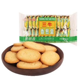 三牛香葱皇饼干500g×4香葱味零食早餐休闲食品 内含独立小包装