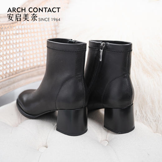 ARCHCONTACT安启美奈 时尚方头气质粗跟显瘦短靴【52896】 商品图5
