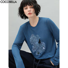 COCOBELLA重工刺绣印花流苏T恤亲肤舒适长袖上衣TS921