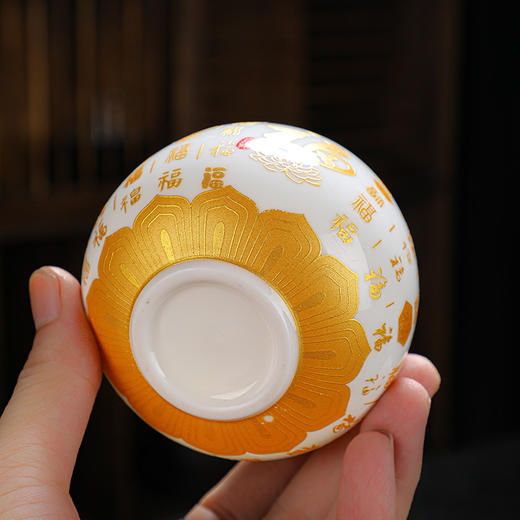 【纯手工❗️羊脂玉百福心经杯】白瓷泡茶杯功夫茶具建盏杯个人专用品茗杯佛 商品图3
