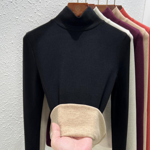 【专柜大牌品质】秋冬羊绒蚕丝打底衫 双面绒发热保暖中高领加绒加厚上衣 商品图2