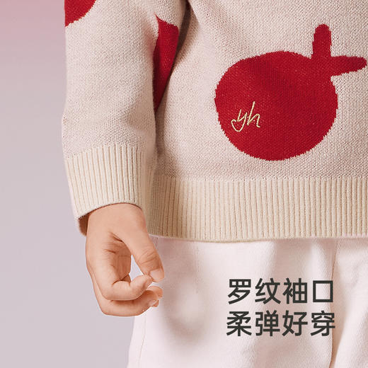 英氏儿童毛衣喜庆新年服秋冬女童羊毛针织衫拜年服新款亲子装 商品图3