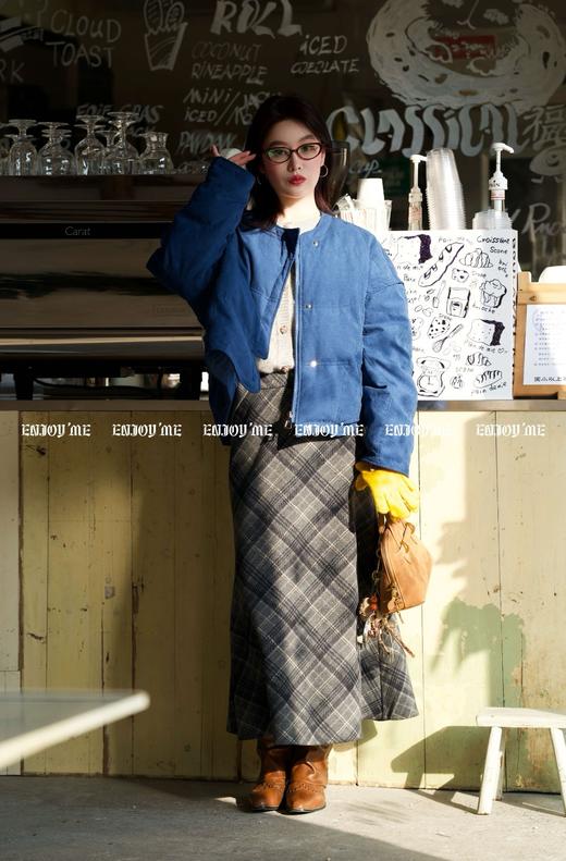 【门店同款】ENJOY冬季漂亮朋友格纹鱼尾长半裙 160793513 商品图4