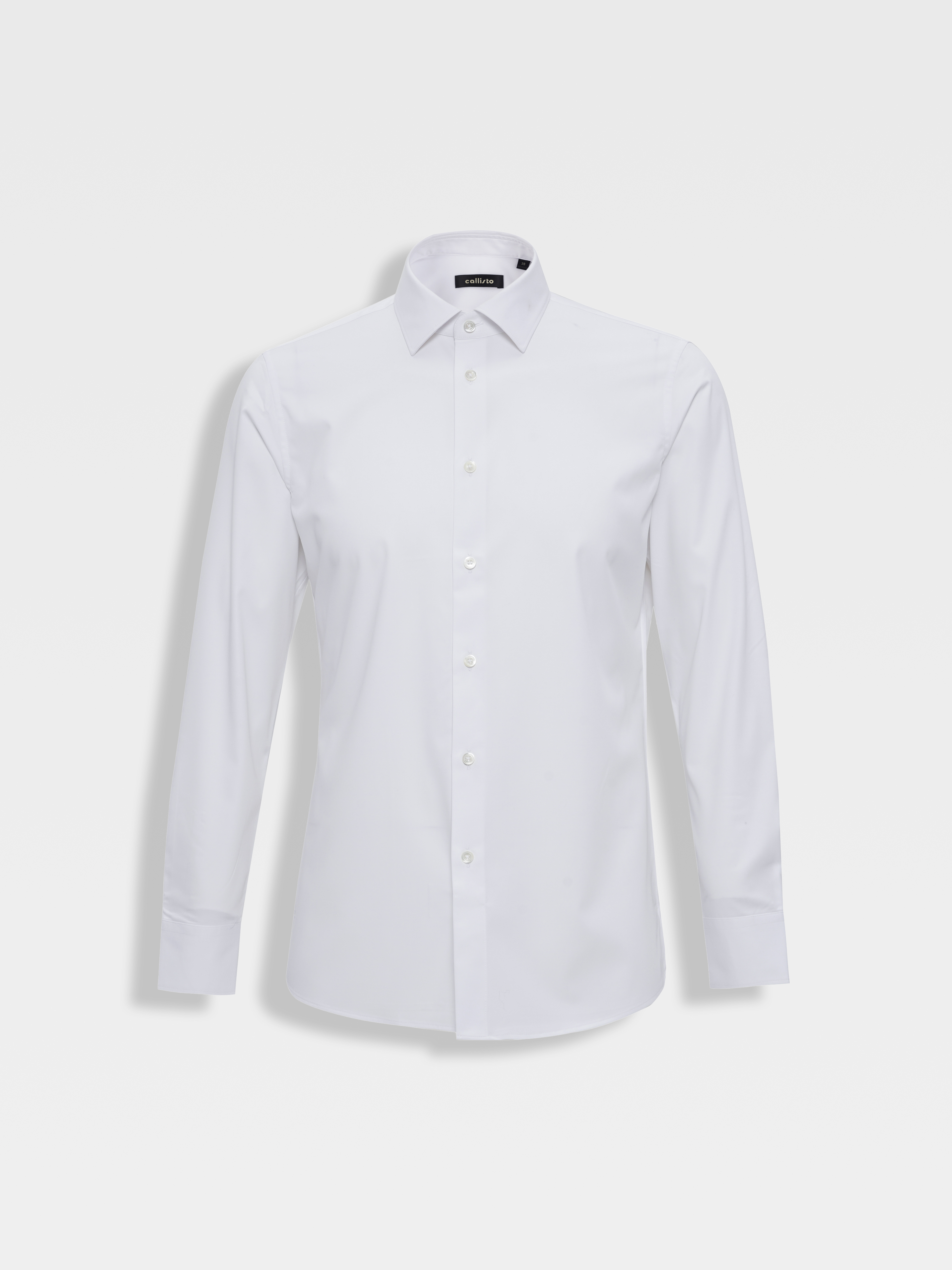 callisto高阶商务系列白色聚酯纤维混纺长袖衬衫