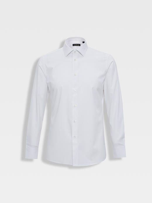 callisto高阶商务系列白色聚酯纤维混纺长袖衬衫 商品图0