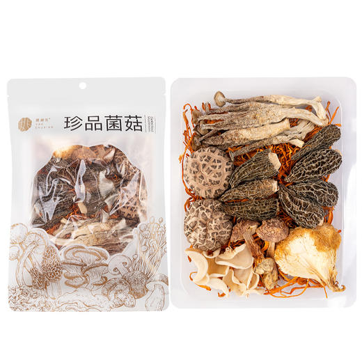 5包  七珍菌菇包 70g/包  A-5298（羊肚菌、姬松茸、香菇、鹿茸菇、虫草花、猴头菇、白玉耳） 商品图1