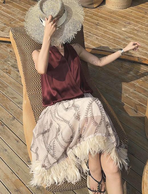 顺丰包邮洛诗琳40221「法式轻羽毛真丝半裙👗」时尚与浪漫的完美结合💃20210016 商品图0