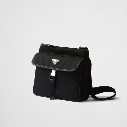 PRADA 普拉达 男士珐琅金属三角形徽标Re-Nylon 和 Saffiano 皮革单肩包 黑色 2VH119 2DMH F0002 XOO 商品图1