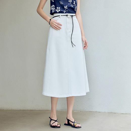 【林栖设计小店】棉混纺牛仔棉半身裙简约百搭气质宽松显瘦2025春季新品裙子女1951082 商品图1