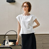 OLrain欧芮儿法式白色T恤女春季2025年新款通勤小盖袖收腰套头衫 商品缩略图1