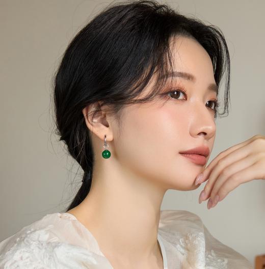 【一乐老师推荐】《绿光梦幻》新中式10mm玉髓耳坠 商品图2