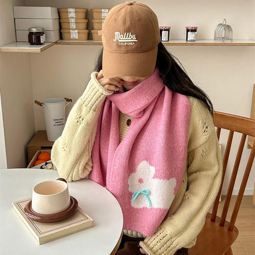 【YW】无忧购韩版学院风百搭蝴蝶结卡通兔子可爱软糯针织围巾WJ107（截单后7天发货) 商品图10