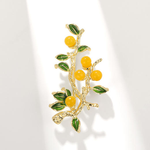 国潮玛瑙柿子胸针高档松石，柿柿如意胸花衣服配饰别针X2915-186 商品图3