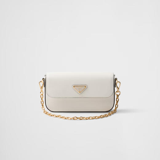 【二】PRADA 普拉达 女士珐琅金属三角形徽标皮革单肩包 白色 1BD356 NZV F0PG7 OOO 商品图0