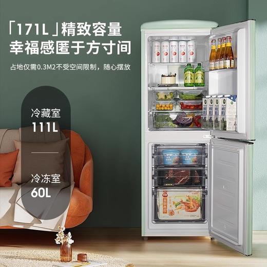 DAEWOO大宇复古双门风冷冰箱家用节能冷藏冷冻小型冷柜电冰箱BCD-171WDYA 商品图1