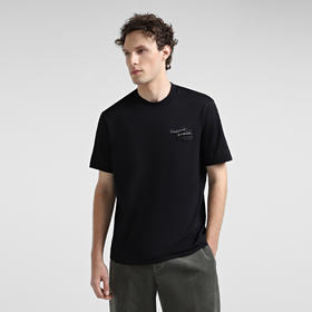 EMPORIO ARMANI 阿玛尼 男士徽标贴片棉质圆领短袖T恤 黑色 6D1TD7 1JOCZ 0038