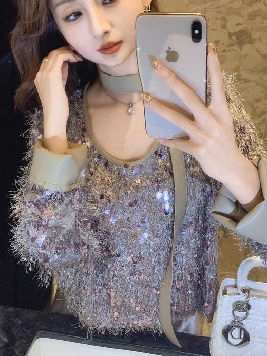 张心子【银河梦境】气质氛围感亮片丝带流苏上衣 U2412018 商品图3