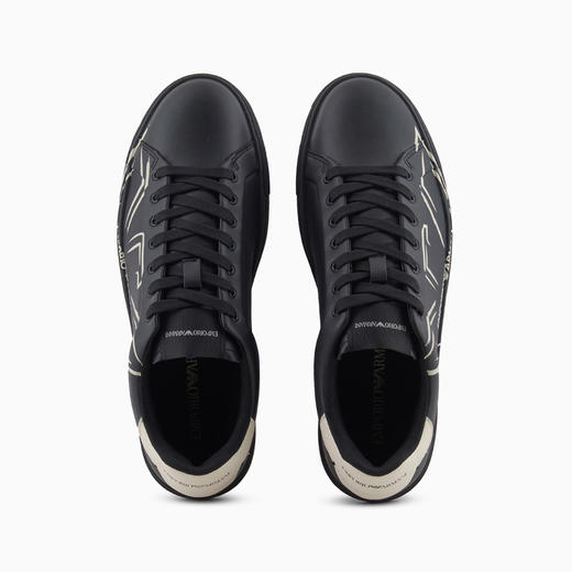 EMPORIO ARMANI 阿玛尼 男士老鹰徽标印花休闲运动鞋 黑色 X4X598 XD431 U166 商品图1