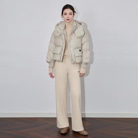 【高货wl】全新升级【铂金会员514/天猫689/差价175】(14146) 洛诗琳鸭绒羽绒服女冬连帽袖口针织拼接时尚休闲面包服保暖外套