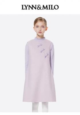 【春上新】【3折】8楼琳麦罗 LYNNMILO紫色双面呢中式背心裙  吊牌价：1398元  活动价：419元