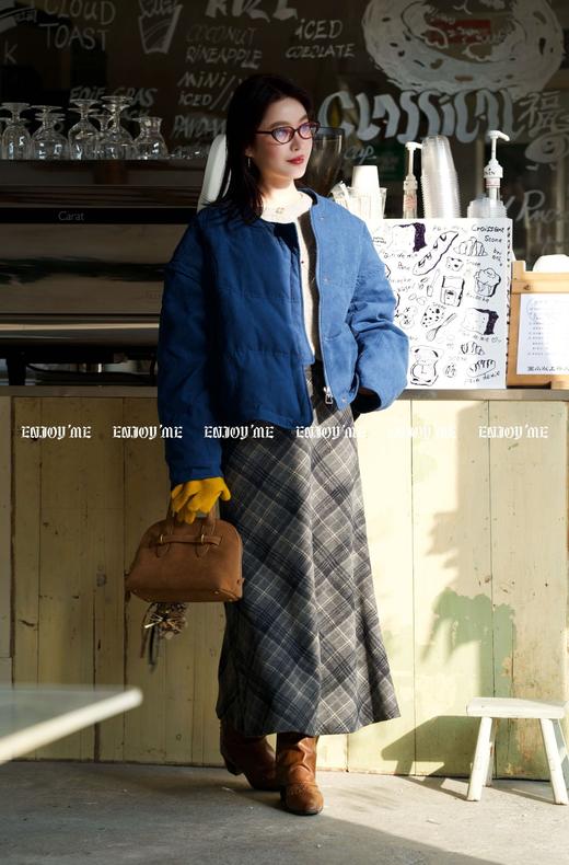 【门店同款】ENJOY冬季漂亮朋友格纹鱼尾长半裙 160793513 商品图0