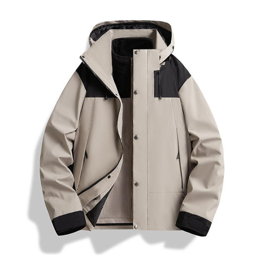 【酷然】冲锋衣男女三合一可拆卸外套 秋冬季户外防风防水加绒登山服 商品图7