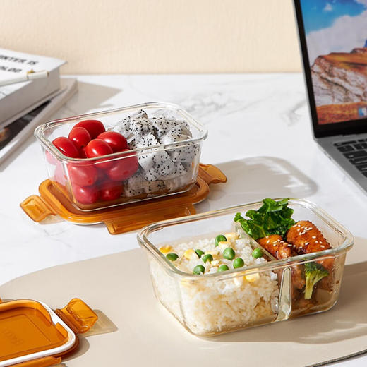 康宁玻璃保鲜盒保温袋食品级冰箱专用密封碗带盖微波炉加热饭盒套装 770ml1220ml饭包袋 商品图4