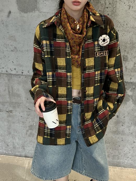 顺丰包邮洛诗琳40338高级定制毛呢提花料重工毛织彩格子廓形夹克（男女同款）523 商品图0