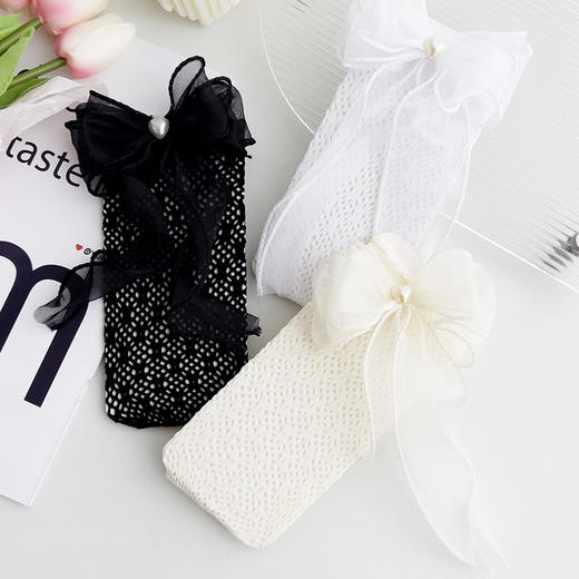 【买一送一！】三层蝴蝶结 珍珠爱心网眼袜 儿童袜子薄款 小腿袜女童宝宝 春夏蕾丝袜-QQ 商品图2