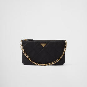 PRADA 普拉达 女士珐琅金属三角形徽标再生尼龙单肩包 黑色 1NI054 2AOS F0002