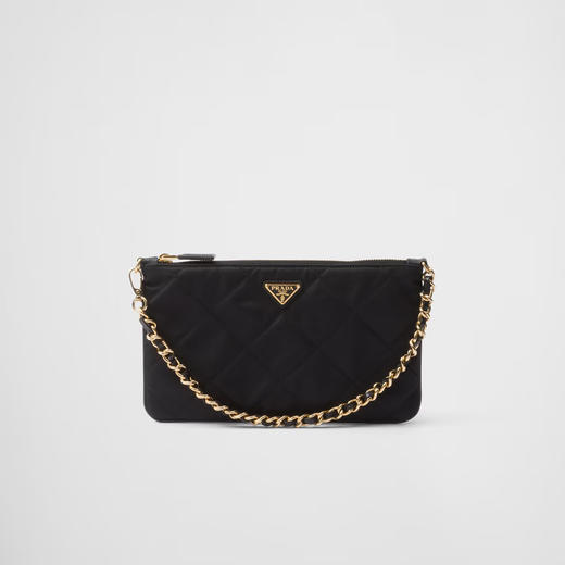 PRADA 普拉达 女士珐琅金属三角形徽标再生尼龙单肩包 黑色 1NI054 2AOS F0002 商品图0