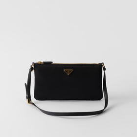 PRADA 普拉达 女士珐琅金属三角形徽标再生尼龙单肩包 黑色 1NE545 2C05 F0002