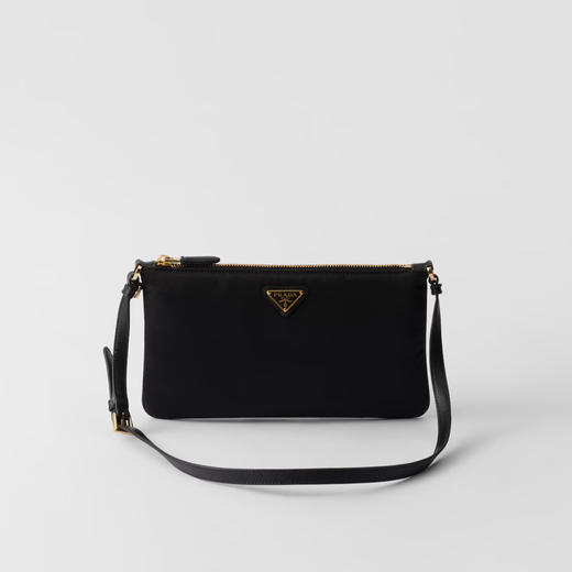 PRADA 普拉达 女士珐琅金属三角形徽标再生尼龙单肩包 黑色 1NE545 2C05 F0002 商品图0