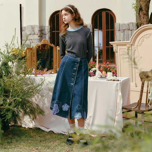 两三事 冬季新款百搭拼色打底衫女长袖t恤 商品图2