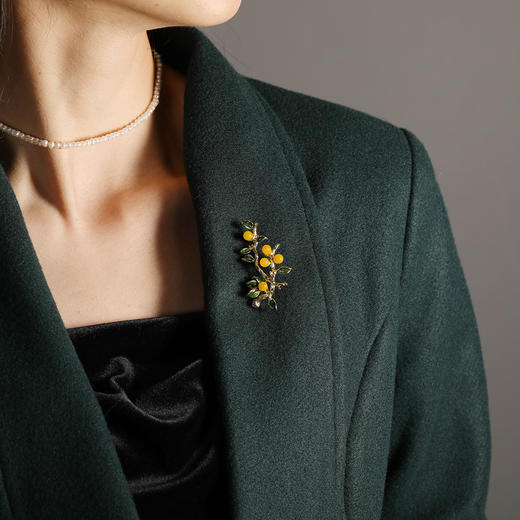 国潮玛瑙柿子胸针高档松石，柿柿如意胸花衣服配饰别针X2915-186 商品图1