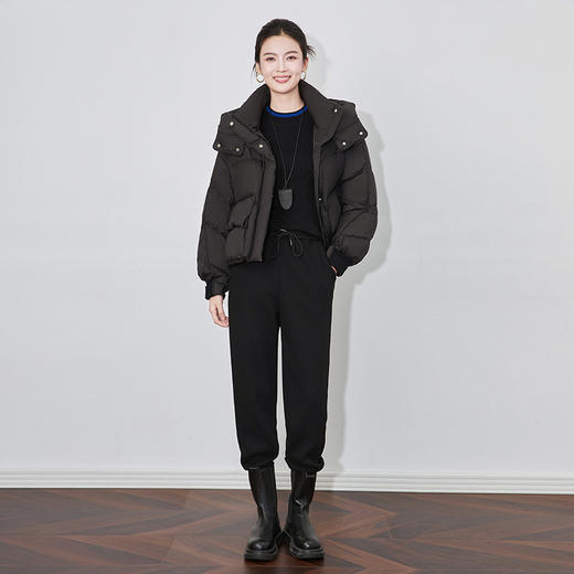 【高货wl】全新升级【铂金会员514/天猫689/差价175】(14146) 洛诗琳鸭绒羽绒服女冬连帽袖口针织拼接时尚休闲面包服保暖外套 商品图2