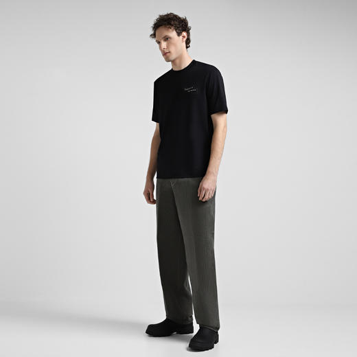 EMPORIO ARMANI 阿玛尼 男士徽标贴片棉质圆领短袖T恤 黑色 6D1TD7 1JOCZ 0038 商品图3