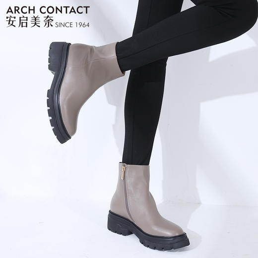 ARCHCONTACT安启美奈圆头厚底加绒女靴【52191】 商品图3