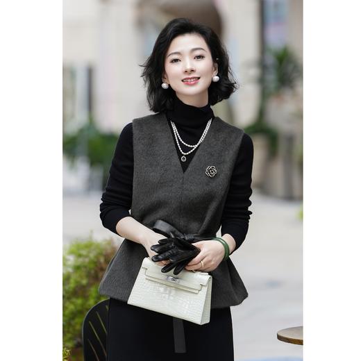 西子/【暮云灰】秘鲁羊驼毛羊毛单面昵系带百搭无袖背心/MJBH782 商品图2