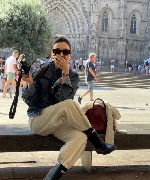 顺丰包邮洛诗琳40606设计感复古翻领磨白条纹破洞短款牛仔外套112 商品图5