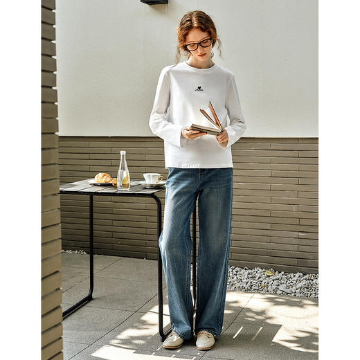 OLrain欧芮儿蓝色牛仔裤女春季2025年新款时尚百搭直筒休闲阔腿裤 商品图1