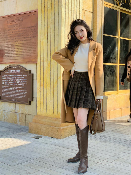 【百图lulu定制】【惊鸿双面呢】100澳毛 窄版H型 带腰带 平驳领 气质双面呢 商品图5