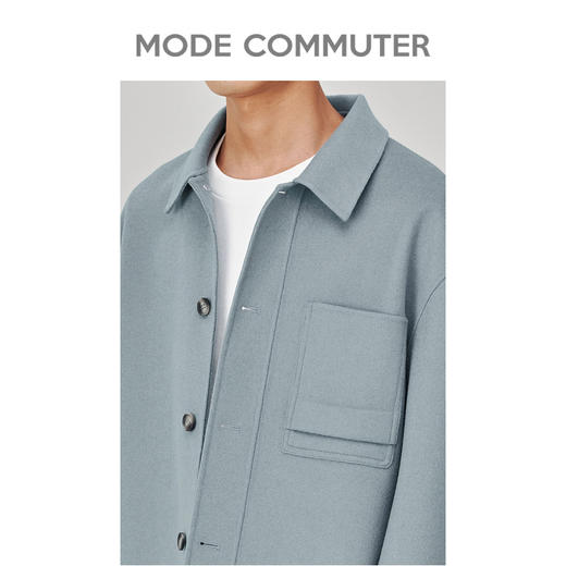 MC |MODE COMMUTER冬季翻领手工缝纫全羊毛短大衣男外套MCD106067J 商品图3