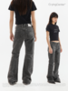 CryingCenter 美式复古做旧水洗灰低腰微喇牛仔裤 哭喊中心 商品缩略图3