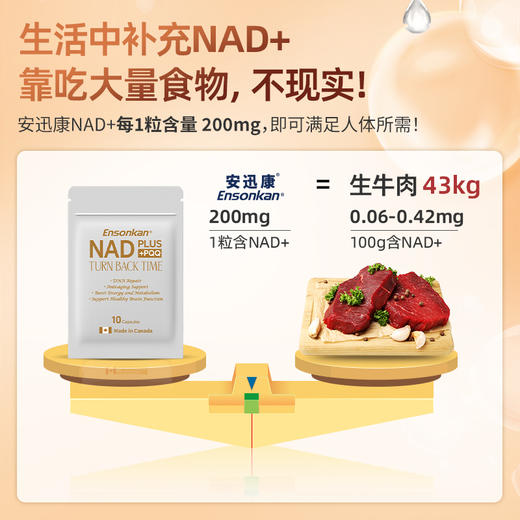 Ensonkan安迅康 加拿大进口PLUS NAD+PQQ复合型补充剂线粒体抗衰前体 便携10粒/包 商品图4
