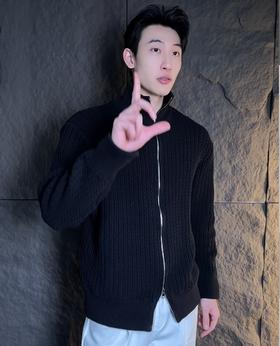 MY127轻奢风男士手工棉质男款长袖休闲百搭黑色纯色秋冬